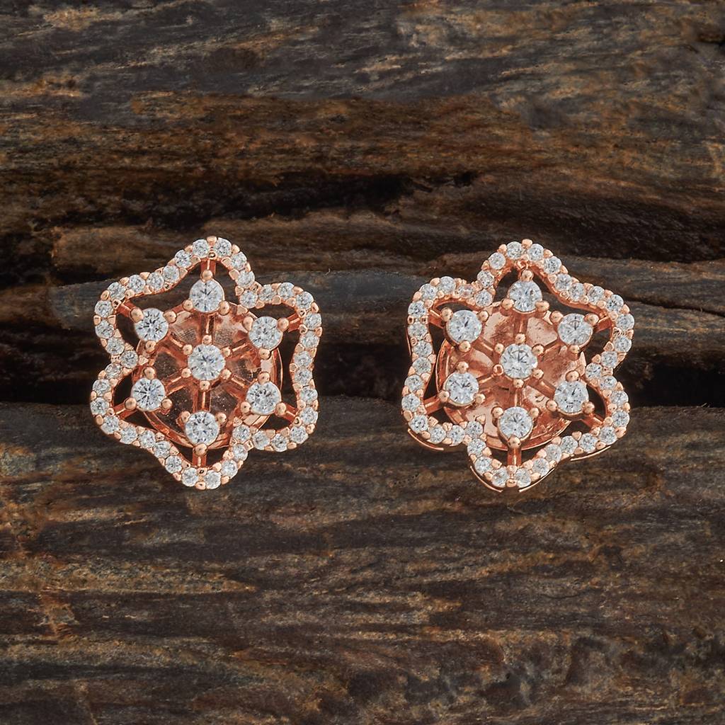 Kushal'S Fashion Jewellery White Rose-Plated Party Zircon Studs - 179942 : 430291