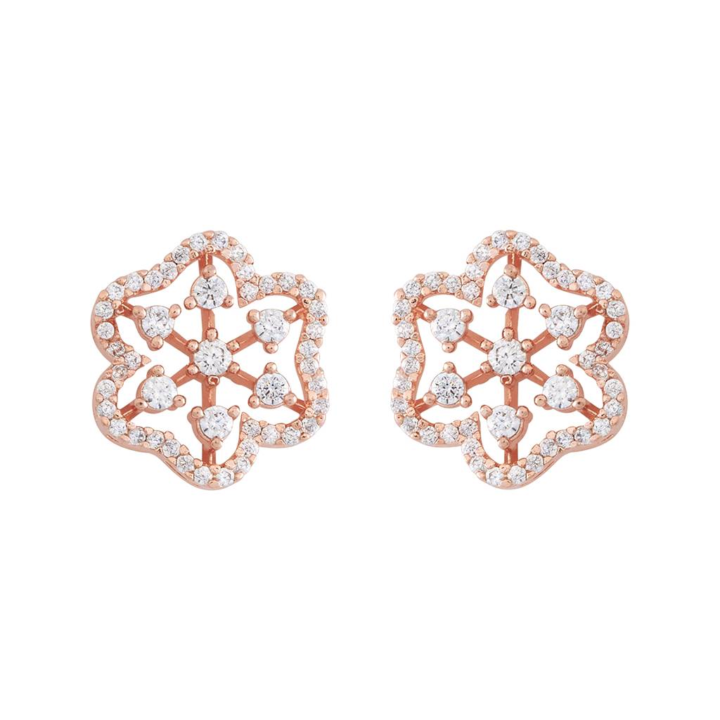Kushal'S Fashion Jewellery White Rose-Plated Party Zircon Studs - 179942 : 430291