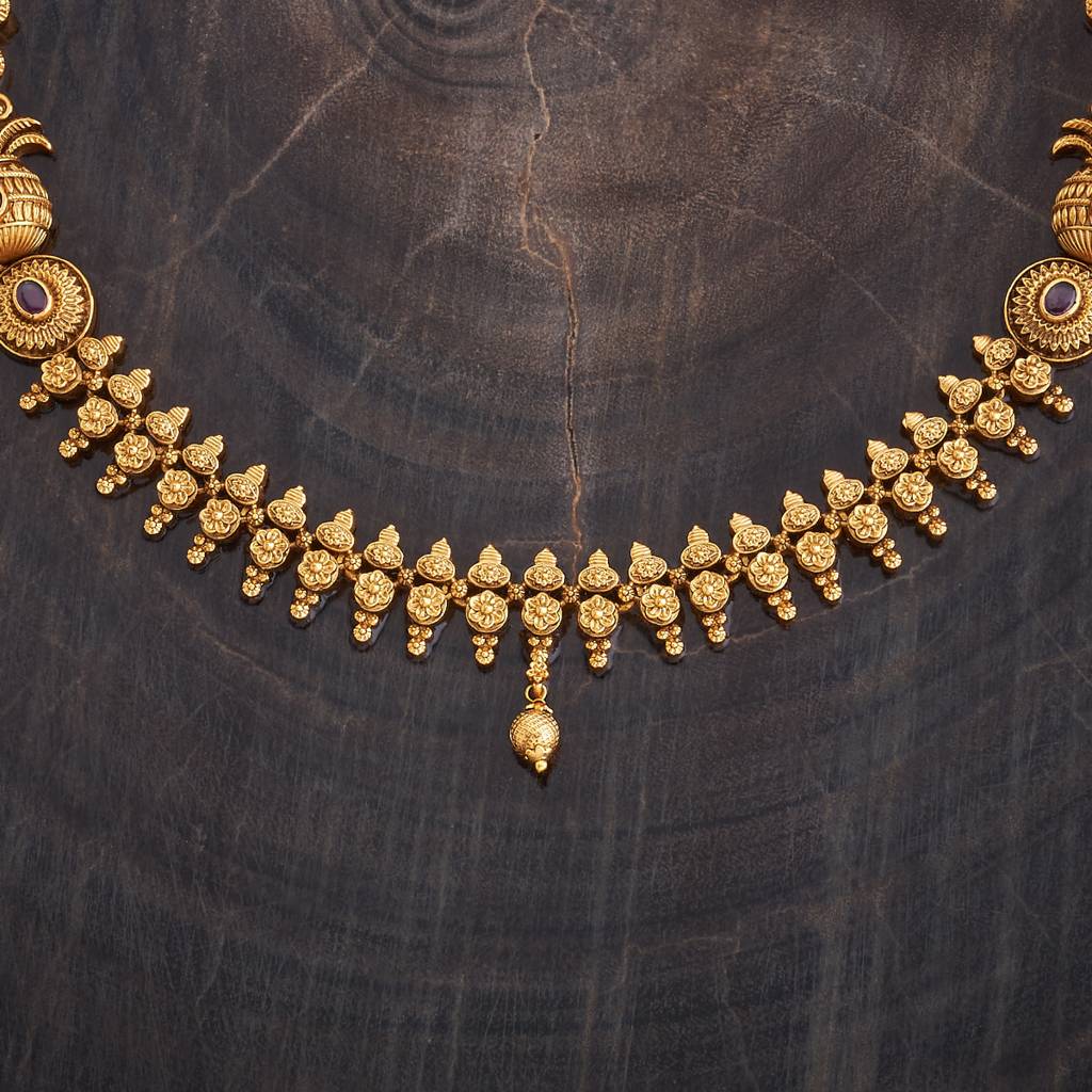 Kushal'S Fashion Jewellery Ruby Gold-Plated Ethnic Antique Jewellery Set - 430251 : 430251