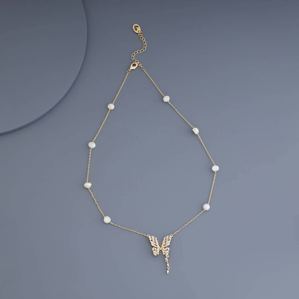 Kushal'S Fashion Jewellery Pearl Gold-Plated Party Trendy Zircon Necklace : 430249