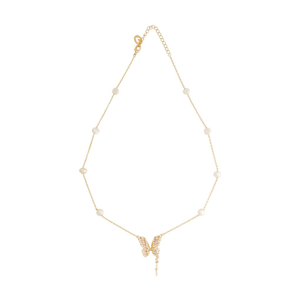 Kushal'S Fashion Jewellery Pearl Gold-Plated Party Trendy Zircon Necklace : 430249