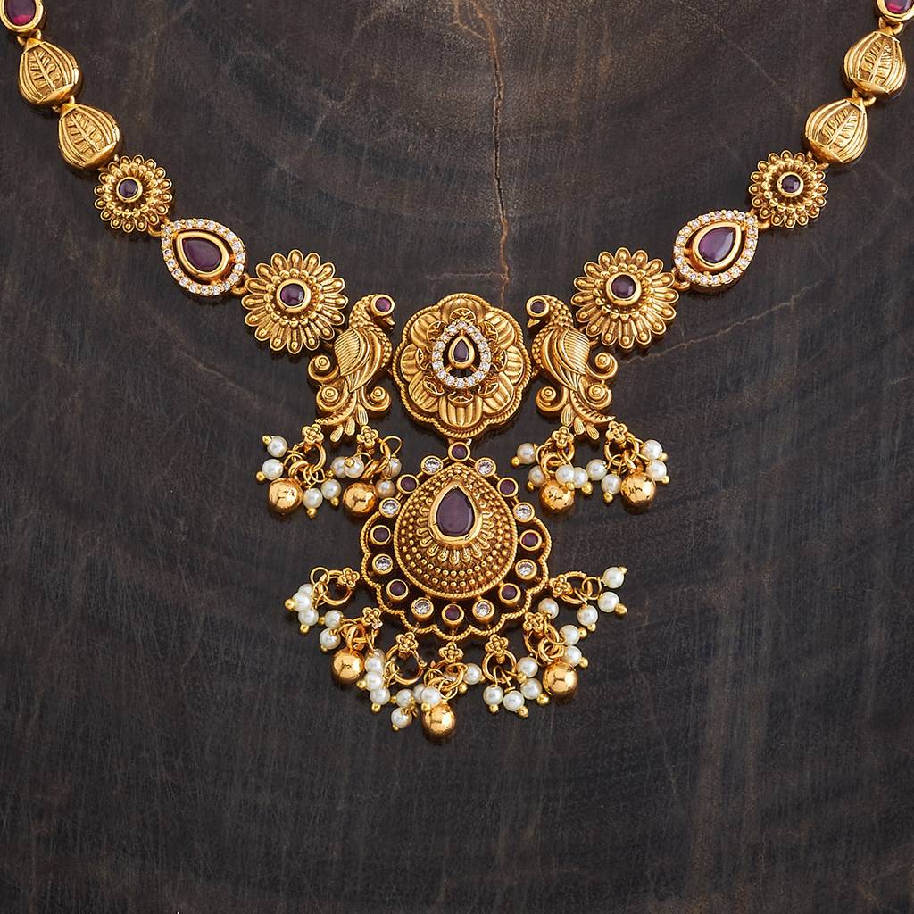 Kushal'S Fashion Jewellery Ruby Gold-Plated Ethnic Antique Jewellery Set - 430350 : 430350