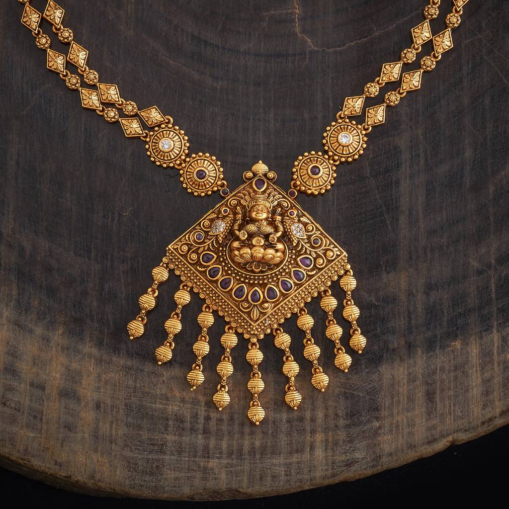 Kushal'S Fashion Jewellery Ruby Gold-Plated Ethnic Antique Necklace - 430353 : 430353