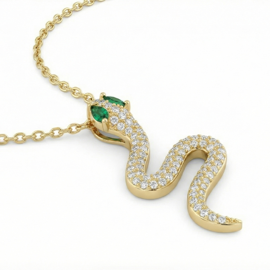 Snake Winding Pendant Necklace For Women – Elegant Coiled Snake Design With Sleek Modern Finish | Premium Statement : 22394959