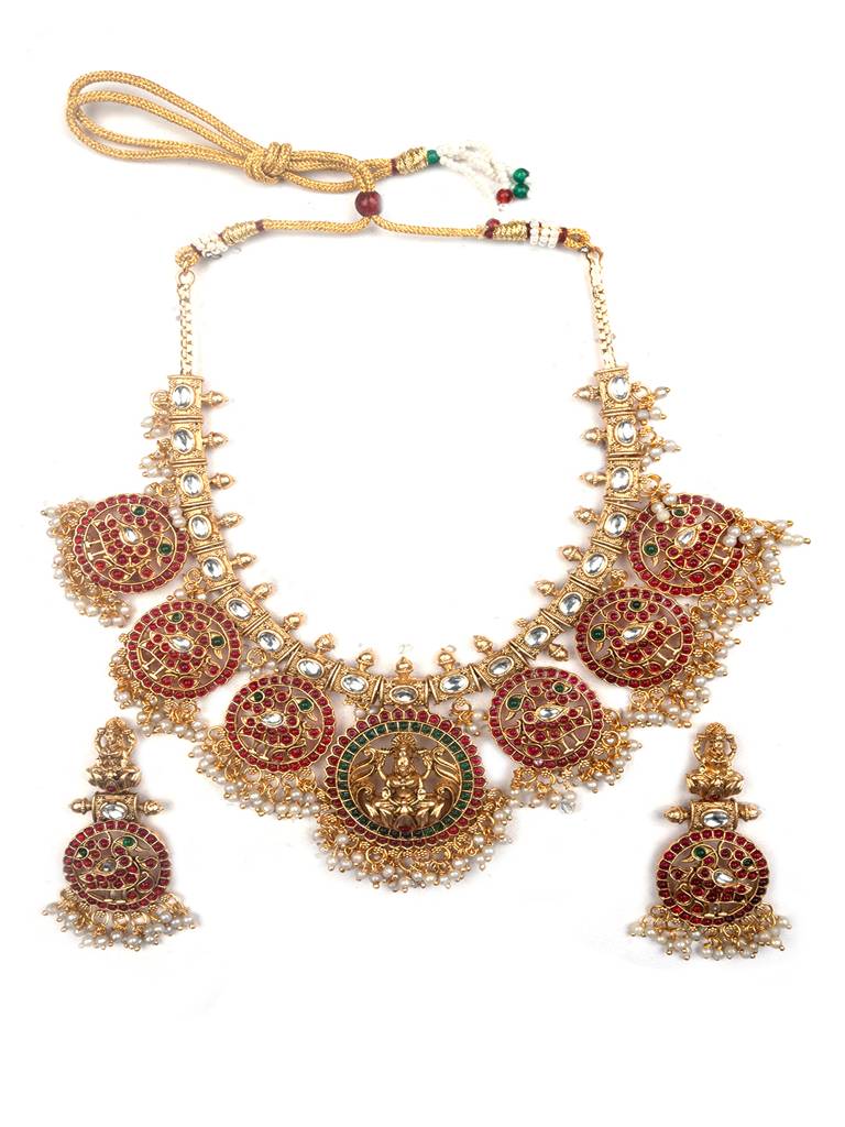 Traditional Kemp Pushp Chakra Necklace Set : SATJS216