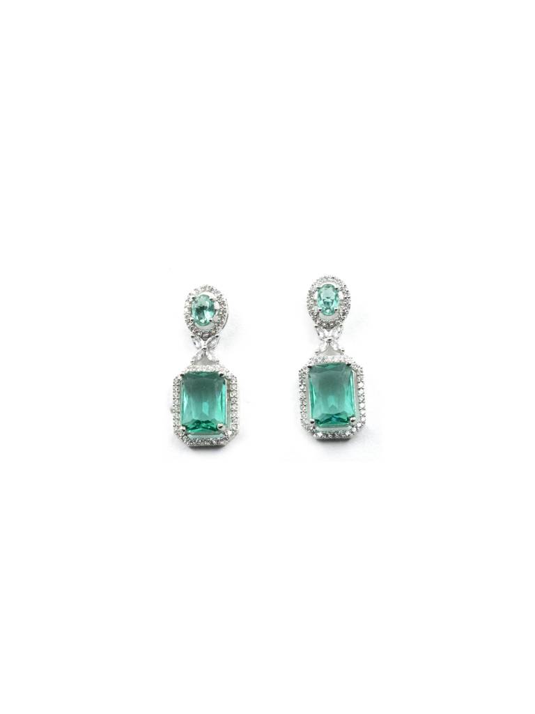 Sparkling Diamond Crystal Stud Earrings : ADEarrings9CrystalGreen