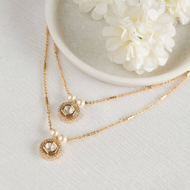 Tatva Multilayered Polki Pendant Chain : PA-72K