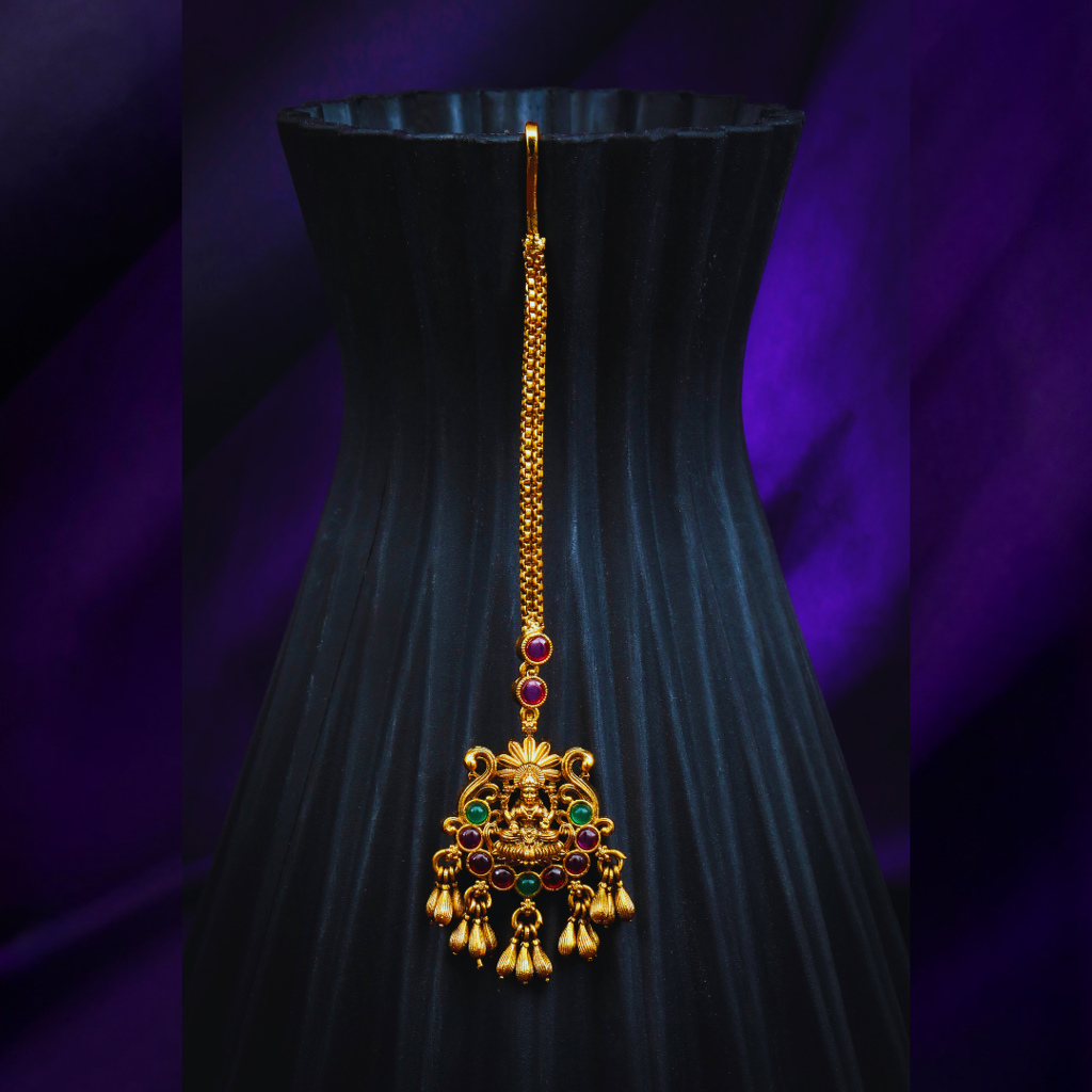 Anandi Maang Tikka – 1 Gram Gold Plated Filigree Bridal Hair Jewellery : R-1614