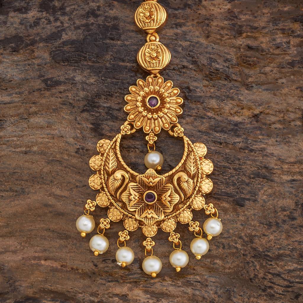 Kushal'S Fashion Jewellery Ruby Gold-Plated Ethnic Antique Tikka - 430474 : 430474