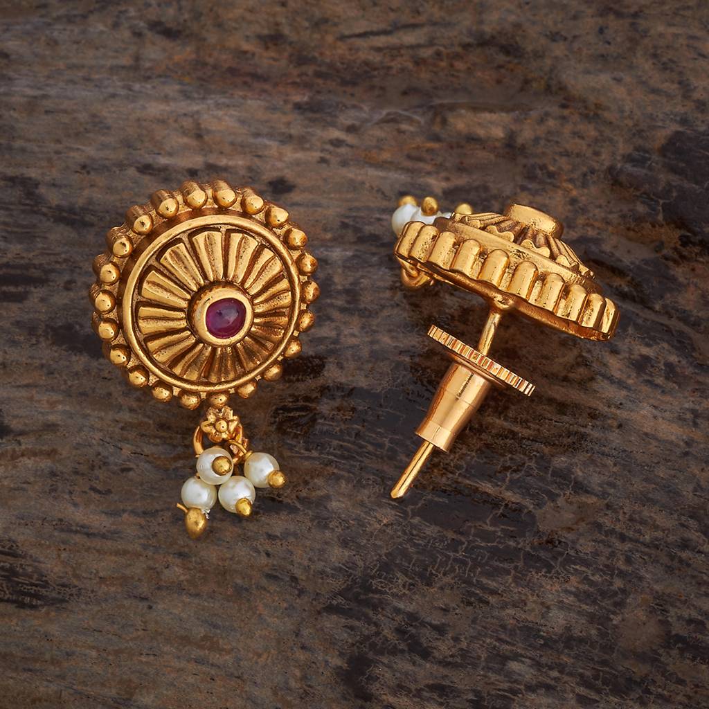 Kushal'S Fashion Jewellery Ruby Gold-Plated Ethnic Antique Earring - 430454 : 430454