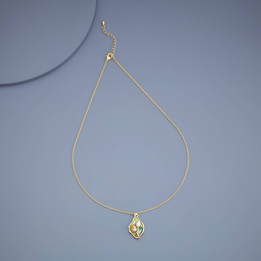 Kushal'S Fashion Jewellery Green Gold-Plated Casual Trendy Necklace - 430627 : 430627