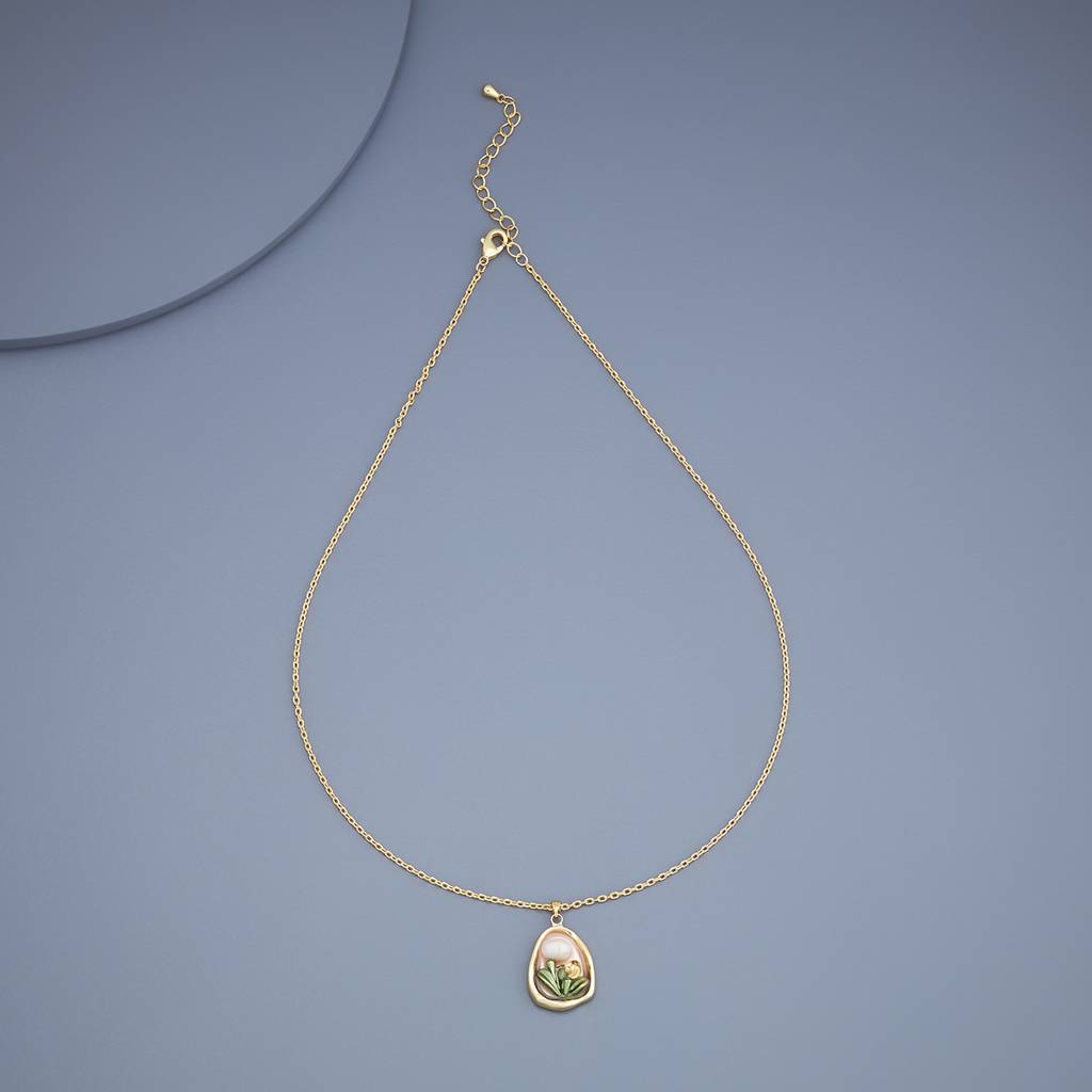 Kushal'S Fashion Jewellery Green Gold-Plated Casual Trendy Necklace - 430628 : 430628