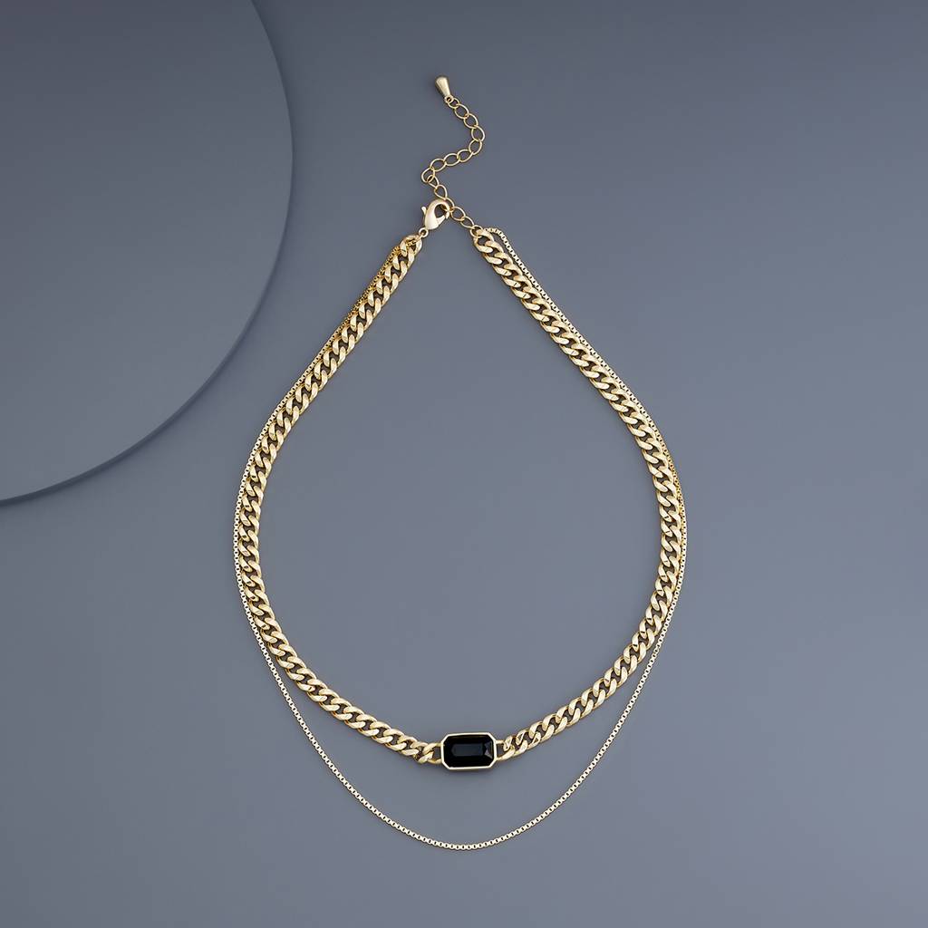 Kushal'S Fashion Jewellery Black Gold-Plated Party Trendy Necklace : 430678