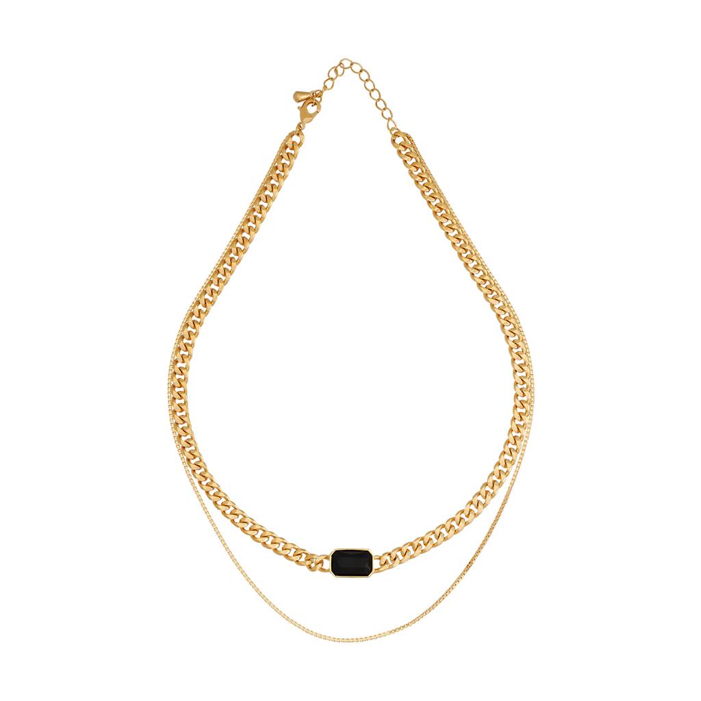 Kushal'S Fashion Jewellery Black Gold-Plated Party Trendy Necklace : 430678