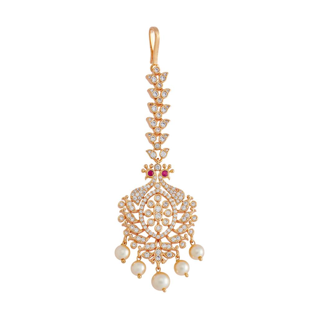 Kushal'S Fashion Jewellery White Gold-Plated Party Zircon Tikka - 430860 : 430860