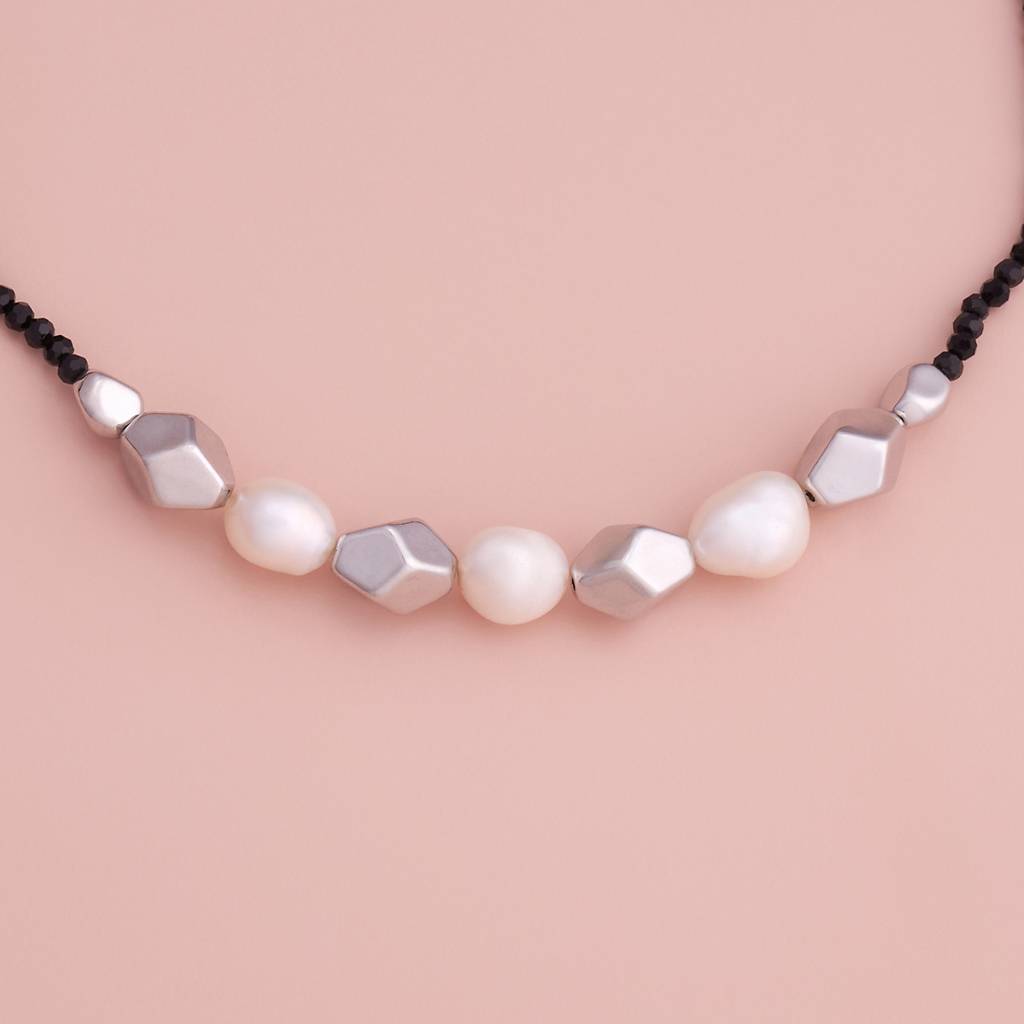 Kushal'S Fashion Jewellery Pearl Rhodium-Plated Party Trendy Necklace : 431197