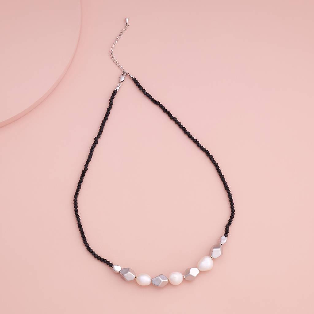 Kushal'S Fashion Jewellery Pearl Rhodium-Plated Party Trendy Necklace : 431197