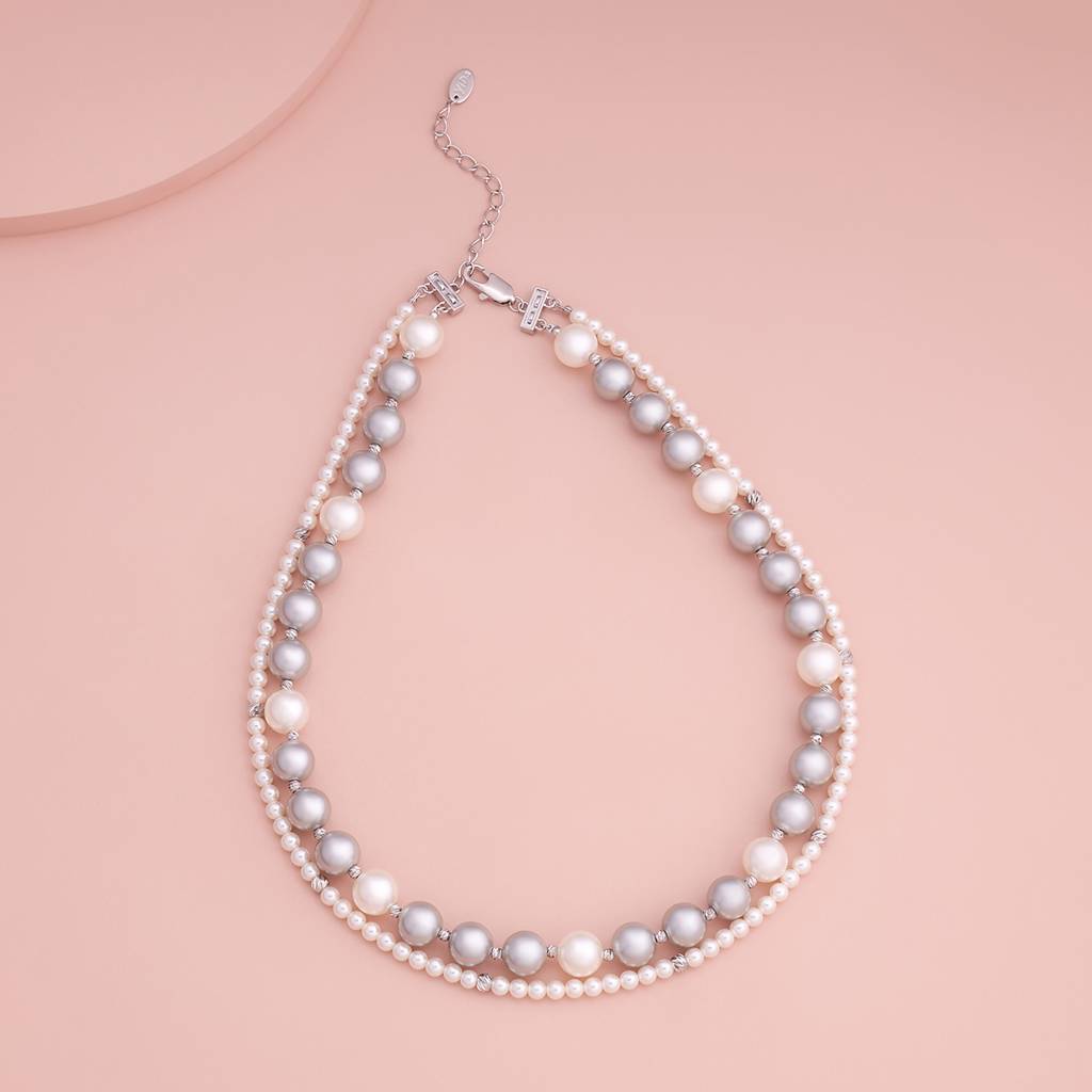 Kushal'S Fashion Jewellery Grey Rhodium-Plated Party Trendy Necklace : 431198