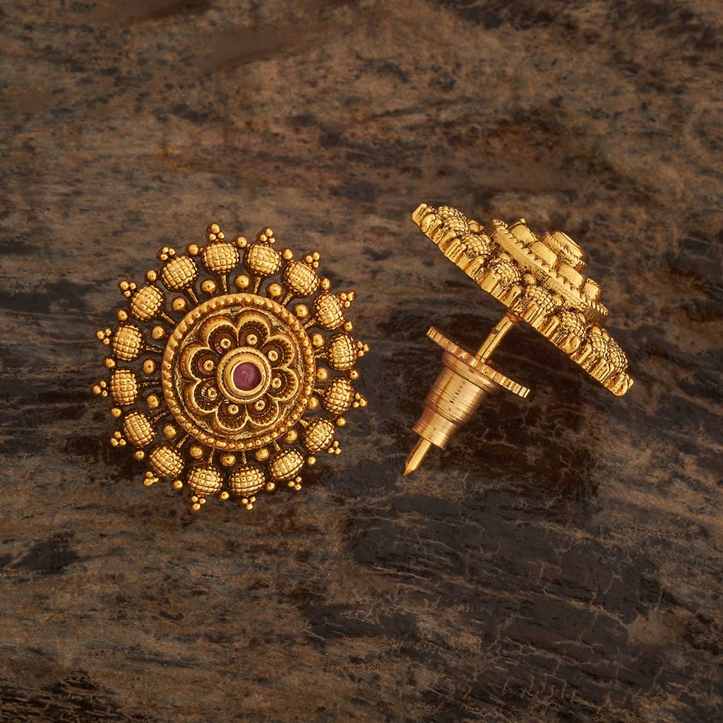 Kushal'S Fashion Jewellery Ruby Gold-Plated Ethnic Antique Studs - 431427 : 431427