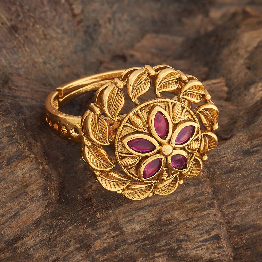 Kushal'S Fashion Jewellery White Gold-Plated Ethnic Antique Finger Ring - 436171 : 436171