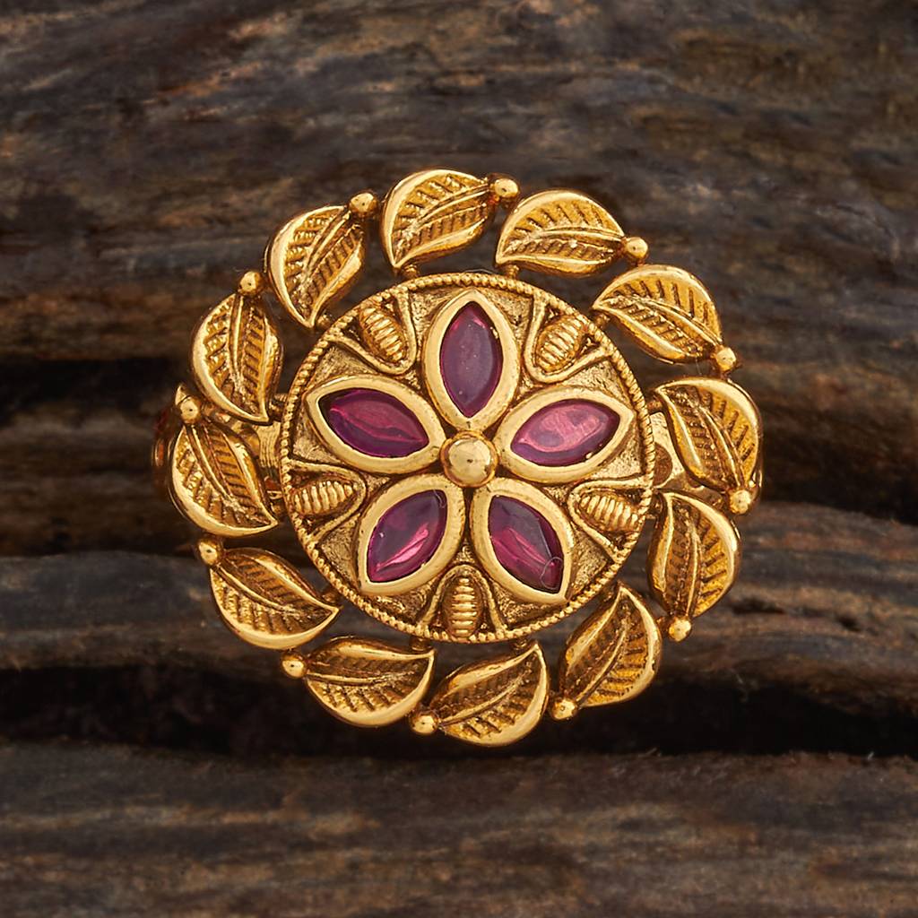 Kushal'S Fashion Jewellery White Gold-Plated Ethnic Antique Finger Ring - 436171 : 436171