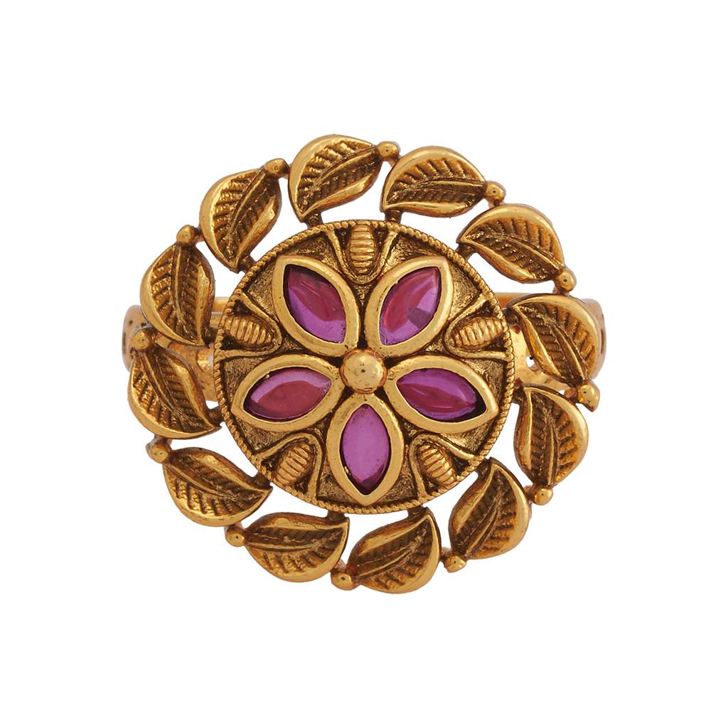 Kushal'S Fashion Jewellery White Gold-Plated Ethnic Antique Finger Ring - 436171 : 436171