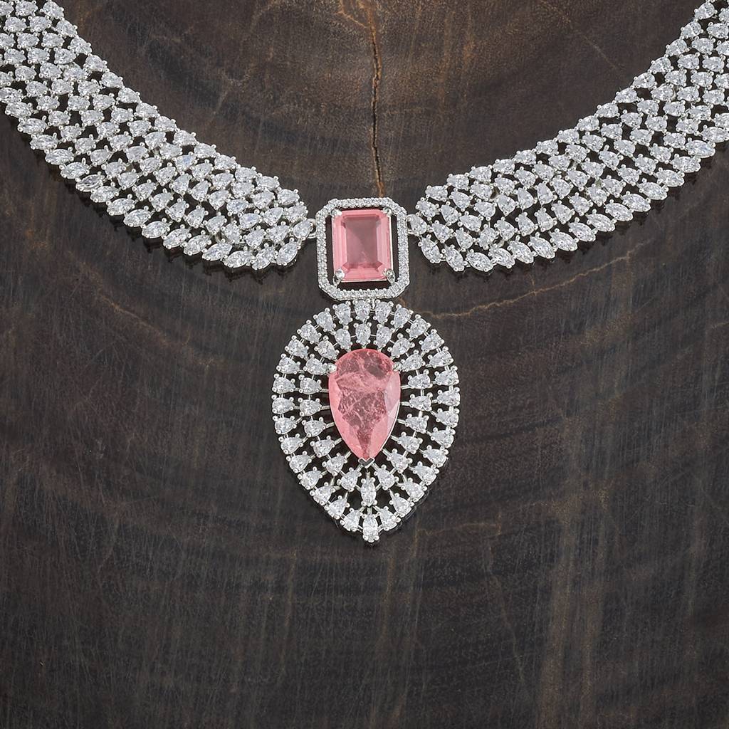 Kushal'S Fashion Jewellery Rhodium-Plated Party Zircon Jewellery Set - 180693 : 431866