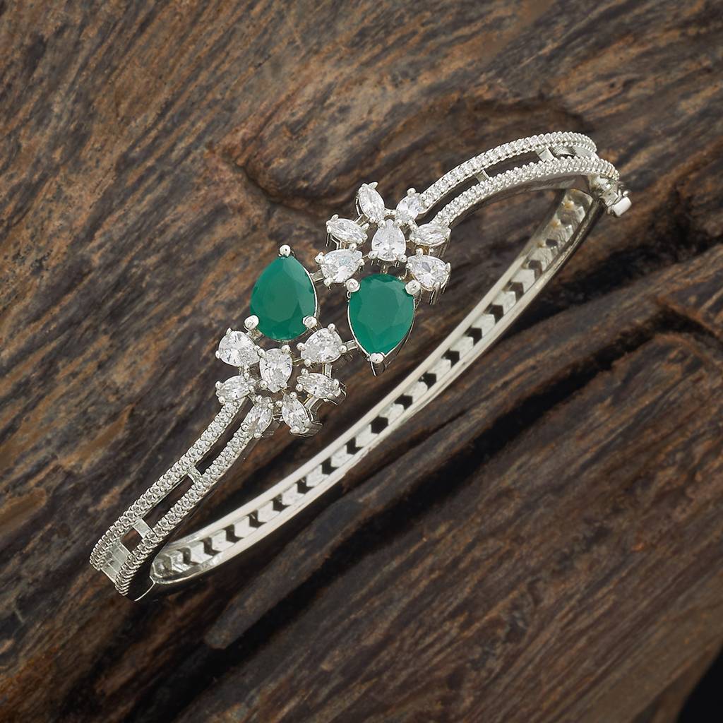 Kushal'S Fashion Jewellery Rhodium-Plated Party Zircon Kada - 180717 : 431941