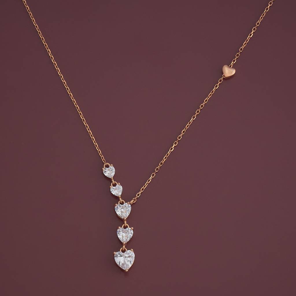 Kushal'S Fashion Jewellery White Rose Gold-Plated Casual 92.5 Pure Silver Pendant Earring Set - 432716 : 432716