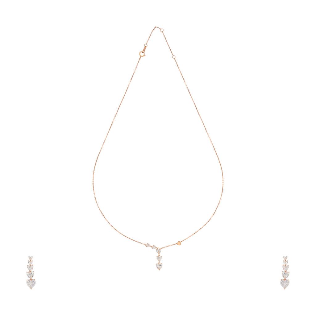 Kushal'S Fashion Jewellery White Rose Gold-Plated Casual 92.5 Pure Silver Pendant Earring Set - 432716 : 432716