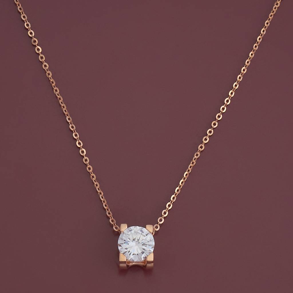 Kushal'S Fashion Jewellery White Rose Gold-Plated Casual 92.5 Pure Silver Pendant Earring Set - 432758 : 432758