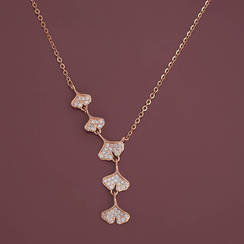 Kushal'S Fashion Jewellery White Rose Gold-Plated Casual 92.5 Pure Silver Pendant Earring Set - 432770 : 432770