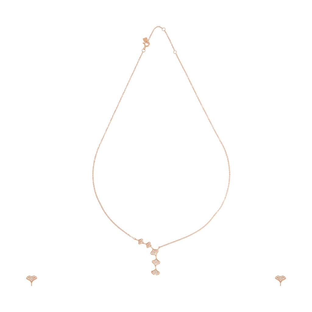 Kushal'S Fashion Jewellery White Rose Gold-Plated Casual 92.5 Pure Silver Pendant Earring Set - 432770 : 432770