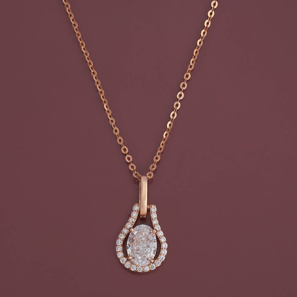 Kushal'S Fashion Jewellery White Rose Gold-Plated Casual 92.5 Pure Silver Pendant Earring Set - 432773 : 432773