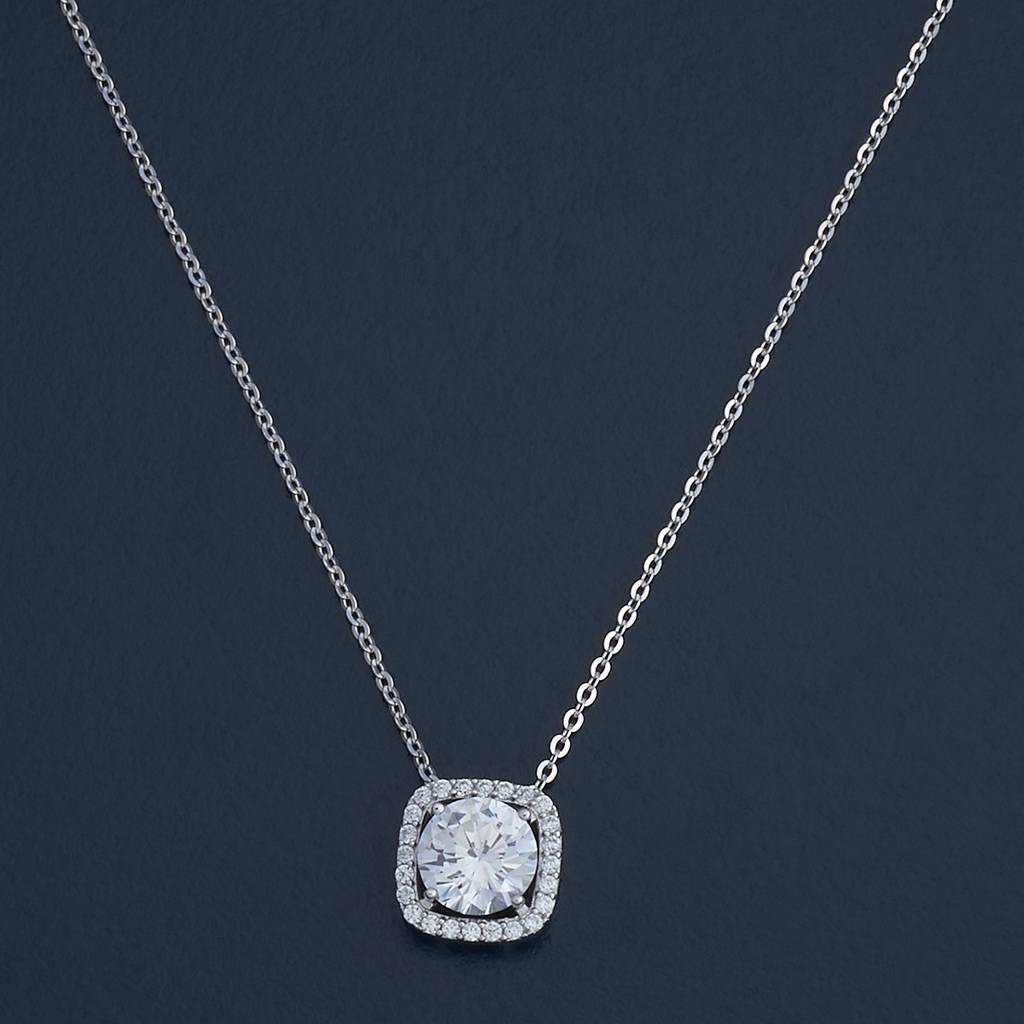 Kushal'S Fashion Jewellery White Rhodium-Plated Casual 92.5 Pure Silver Pendant Earring Set - 432781 : 432781