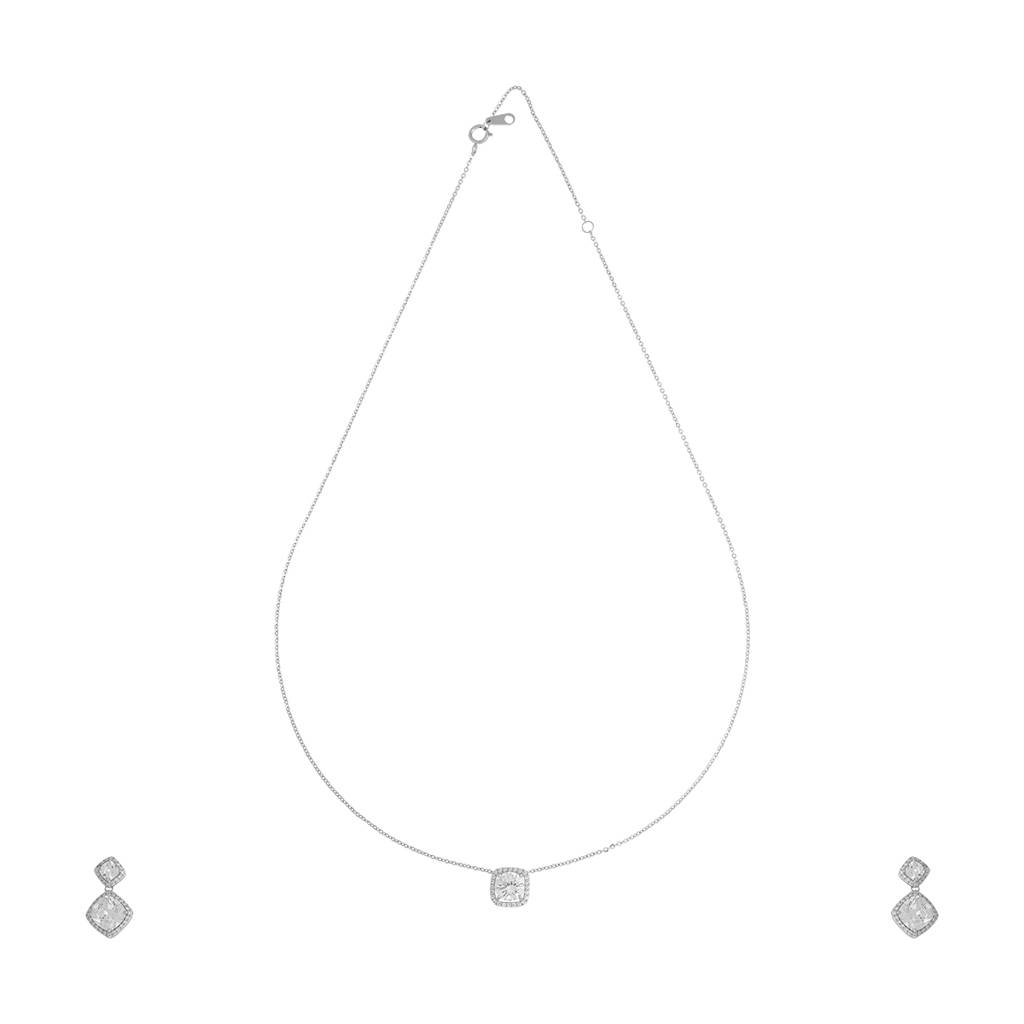 Kushal'S Fashion Jewellery White Rhodium-Plated Casual 92.5 Pure Silver Pendant Earring Set - 432781 : 432781