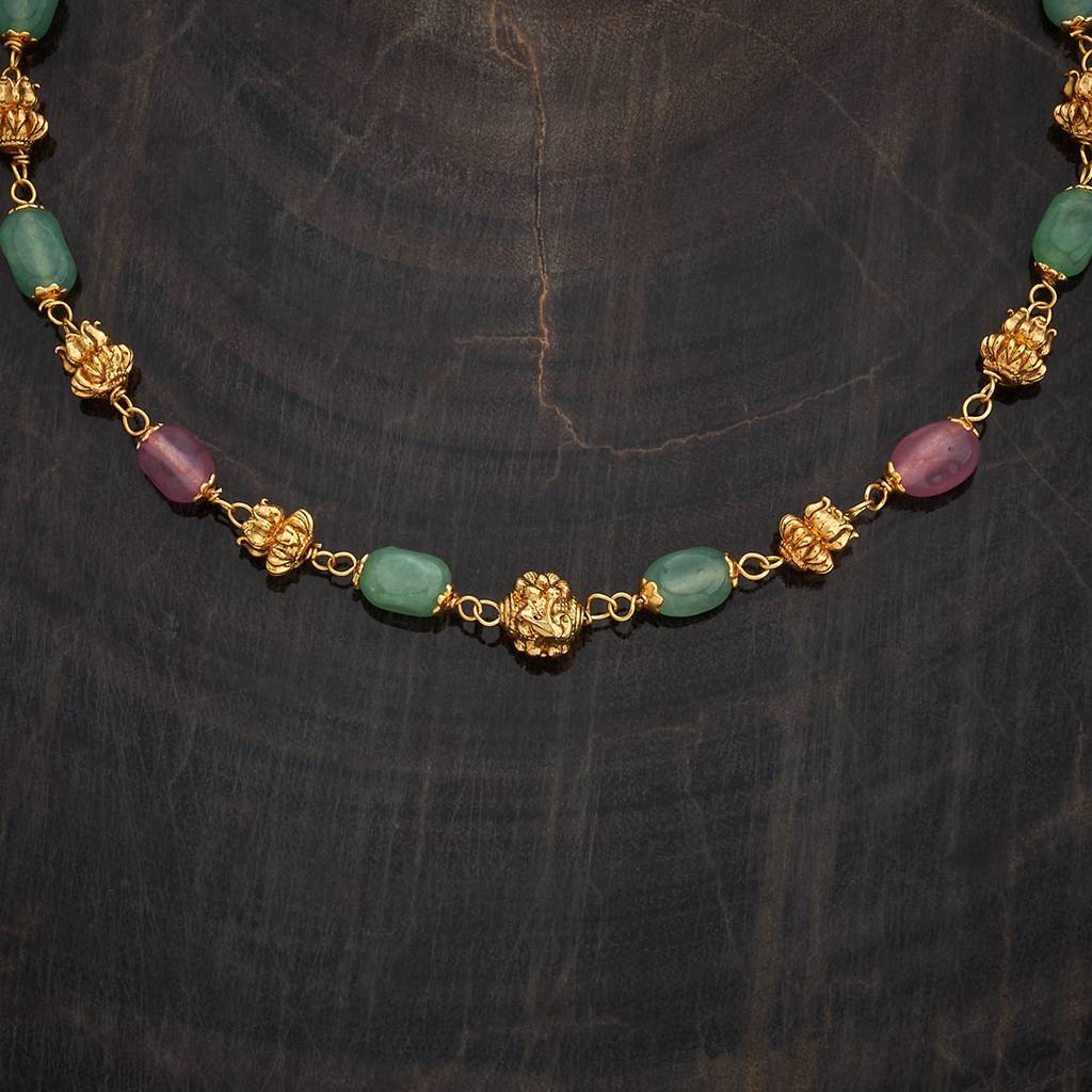 Kushal'S Fashion Jewellery Ruby-Green Gold-Plated Ethnic Antique Mala - 432888 : 432888