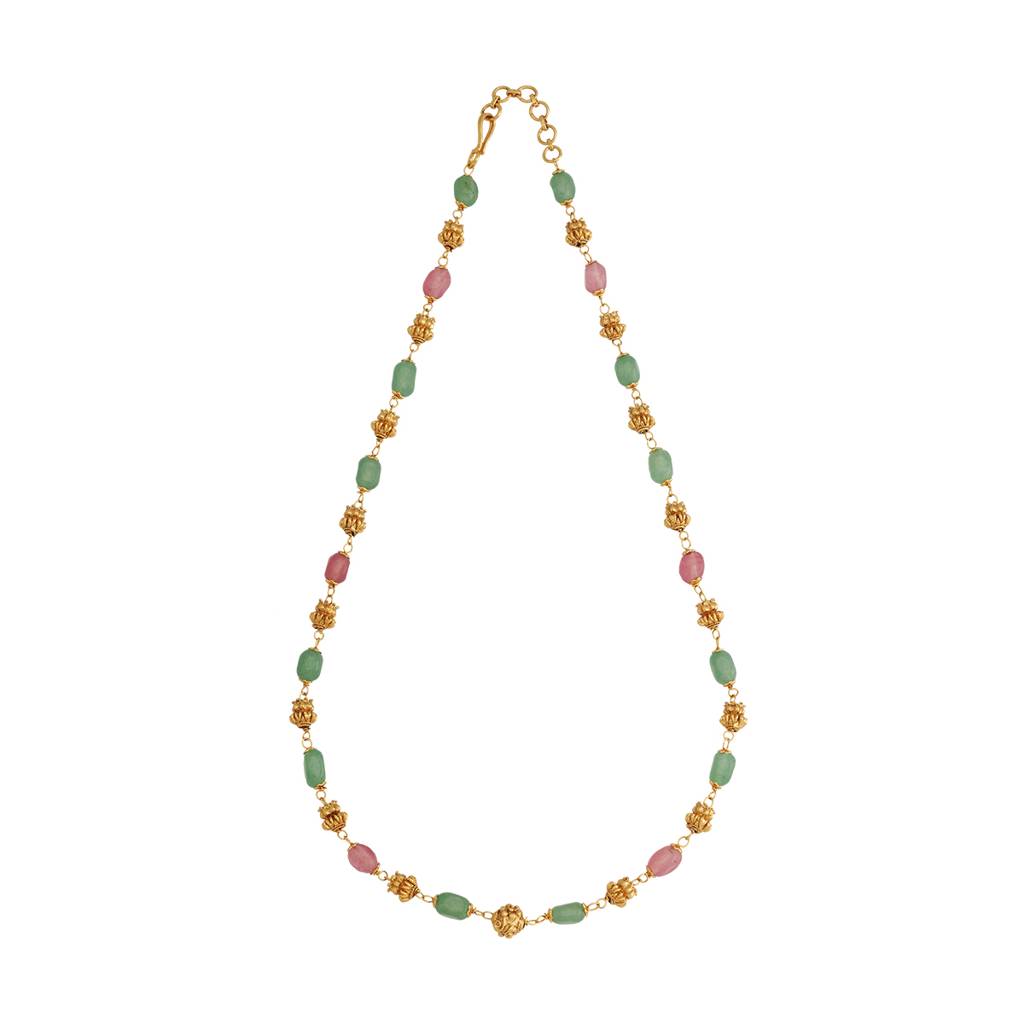 Kushal'S Fashion Jewellery Ruby-Green Gold-Plated Ethnic Antique Mala - 432888 : 432888