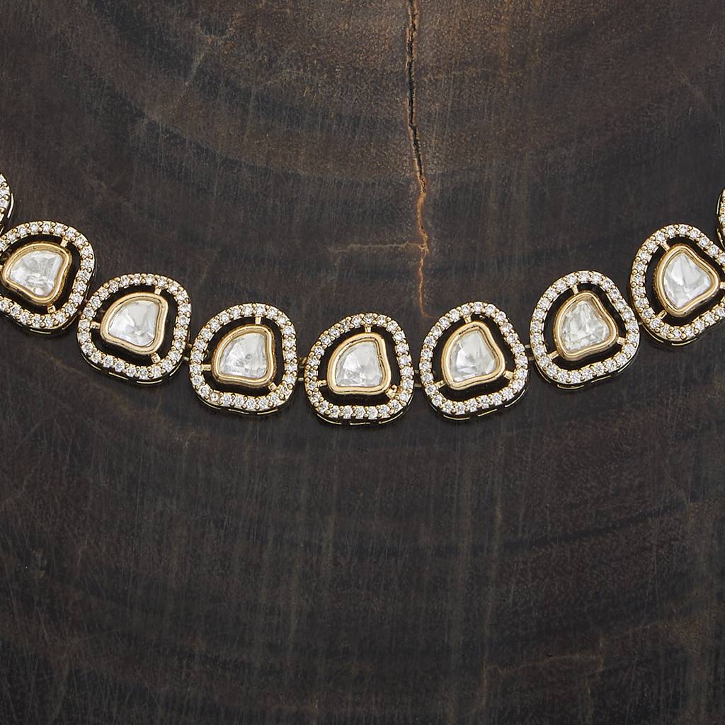 Kushal'S Fashion Jewellery White Western Kundan Necklace - 432944 : 432944
