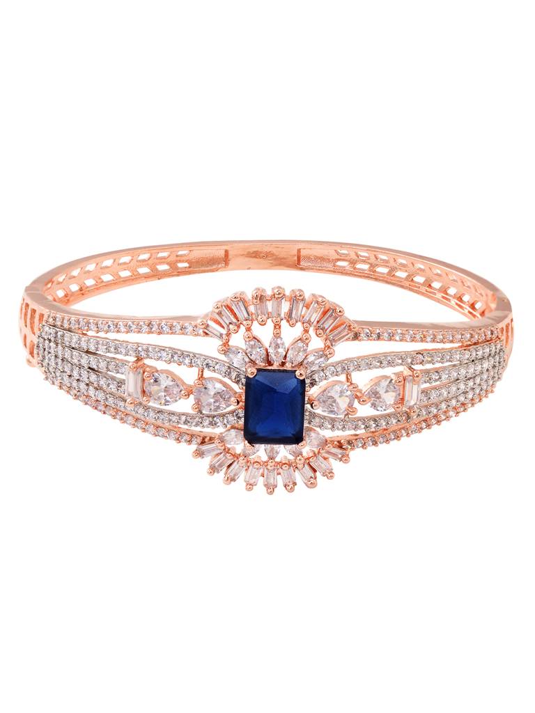 Rose Gold Plated Blue Ad Handcrafeted Bangle Style Bracelet : SJBR1811