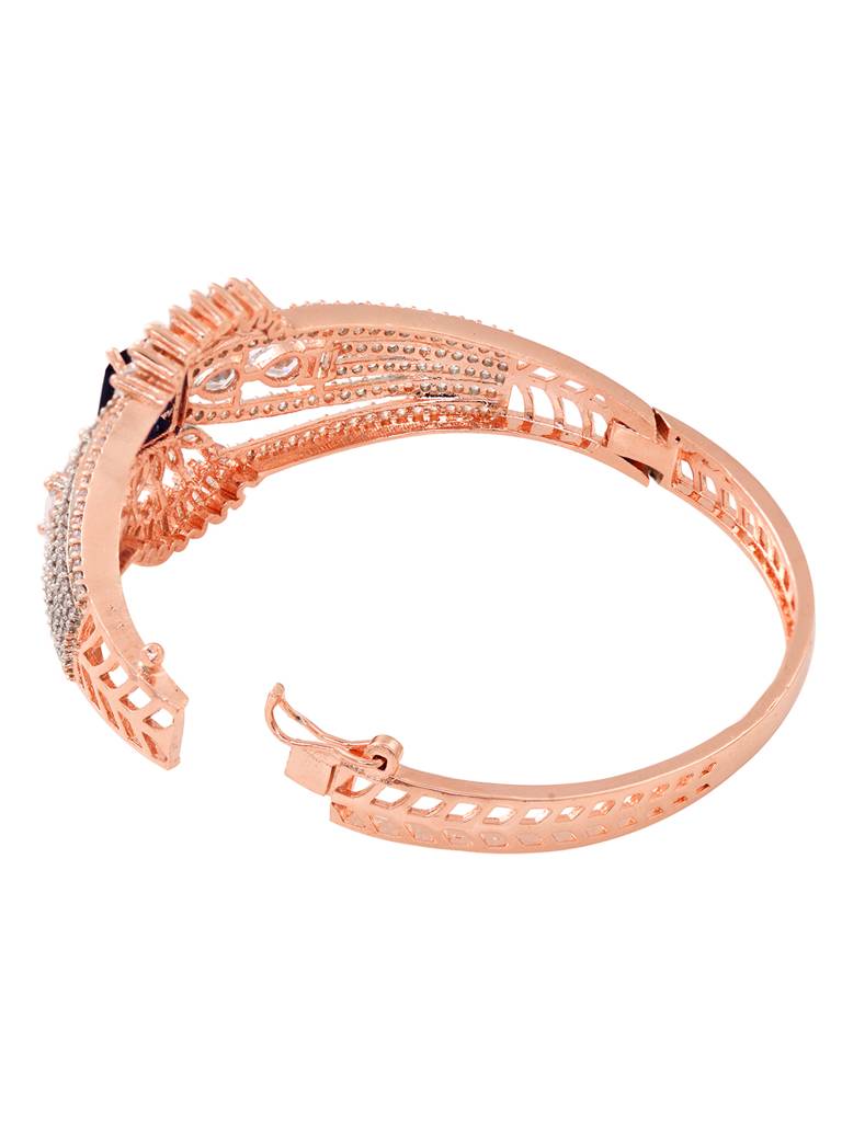 Rose Gold Plated Blue Ad Handcrafeted Bangle Style Bracelet : SJBR1811