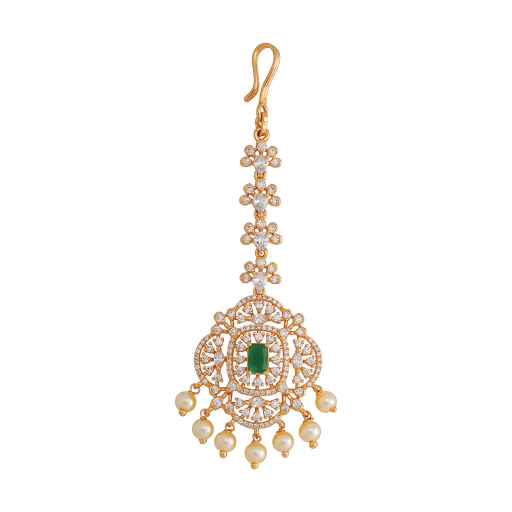 Kushal'S Fashion Jewellery Gold-Plated Party Zircon Tikka - 181252 : 433366