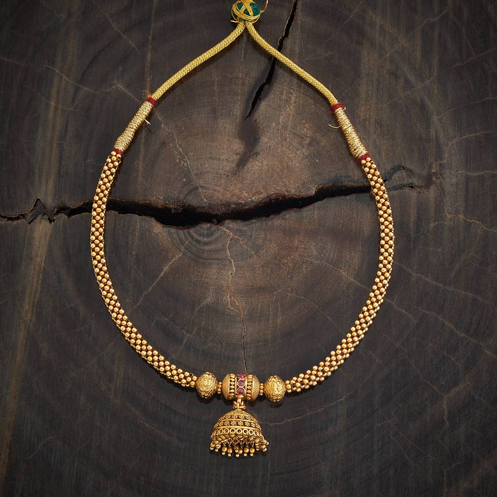 Kushal'S Fashion Jewellery Ruby Gold-Plated Ethnic Antique Necklace - 433444 : 433444