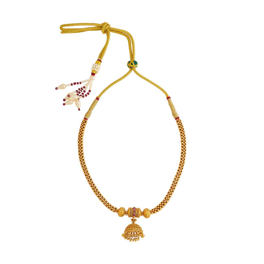 Kushal'S Fashion Jewellery Ruby Gold-Plated Ethnic Antique Necklace - 433444 : 433444