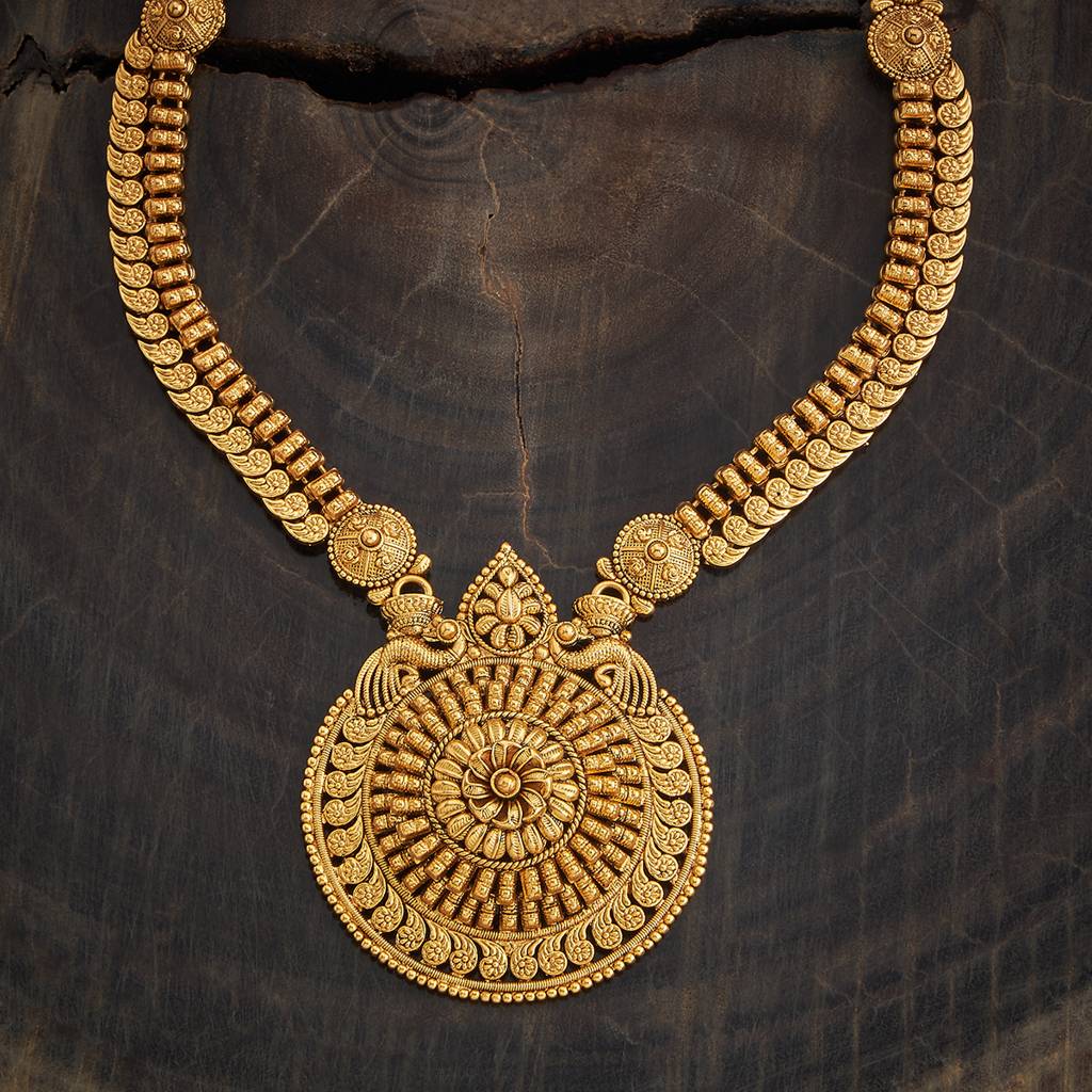 Kushal'S Fashion Jewellery Gold-Plated Ethnic Antique Necklace - 433448 : 433448