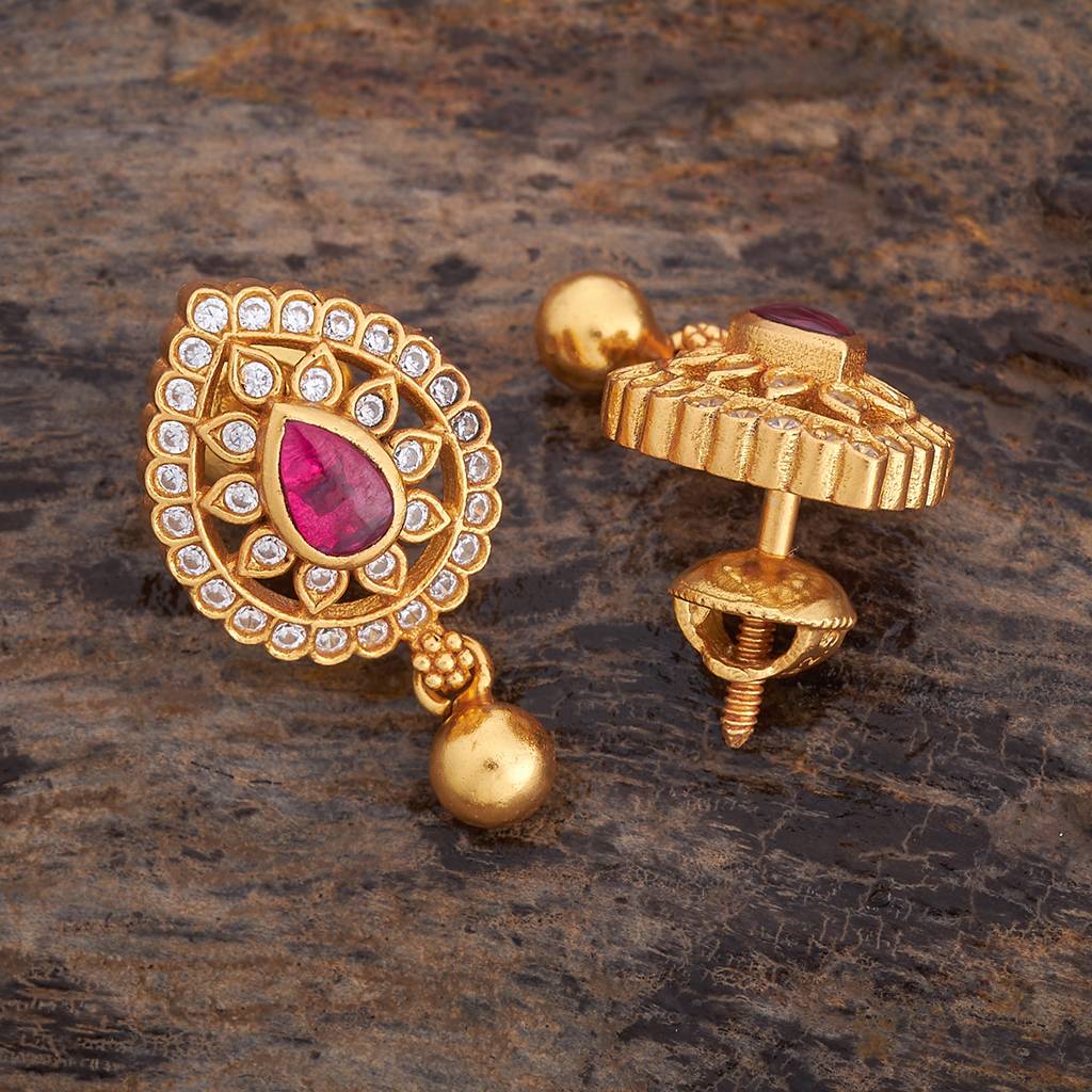 Kushal'S Fashion Jewellery Gold-Plated Ethnic 92.5 Pure Silver Temple Studs - 181539 : 433842