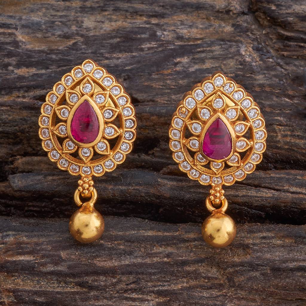 Kushal'S Fashion Jewellery Gold-Plated Ethnic 92.5 Pure Silver Temple Studs - 181539 : 433842