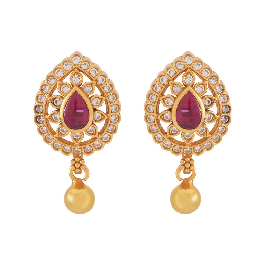 Kushal'S Fashion Jewellery Gold-Plated Ethnic 92.5 Pure Silver Temple Studs - 181539 : 433842
