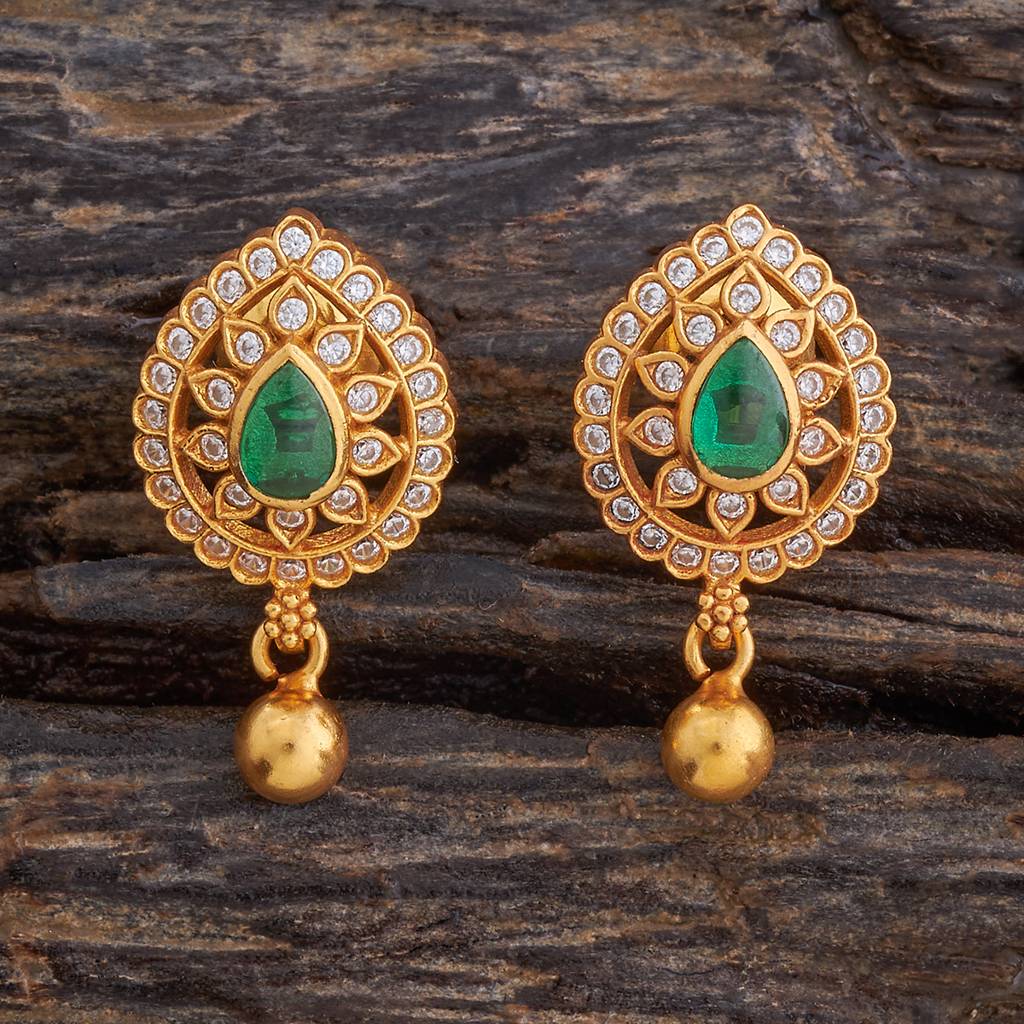 Kushal'S Fashion Jewellery Gold-Plated Ethnic 92.5 Pure Silver Temple Studs - 181539 : 433843