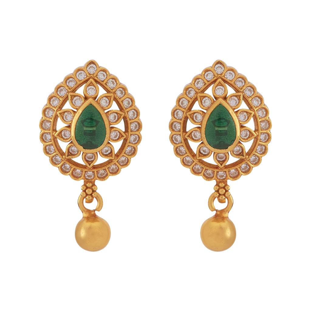 Kushal'S Fashion Jewellery Gold-Plated Ethnic 92.5 Pure Silver Temple Studs - 181539 : 433843